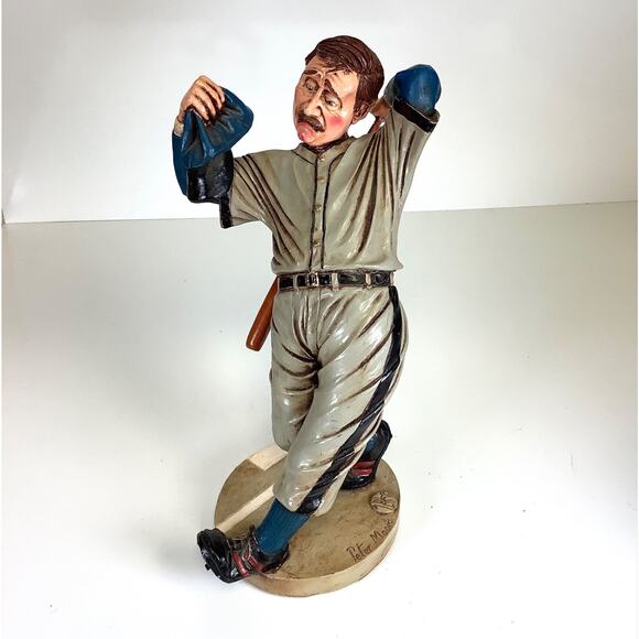 12.5” Peter Mook Signed Ceramic Baseball Player Swinging Bat Figure Statue *READ - Picture 1 of 16